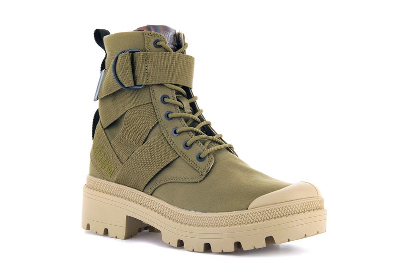 Women's Palladium Pallabase Tact S Tx Boots Olive | UAE  UQJMR8061