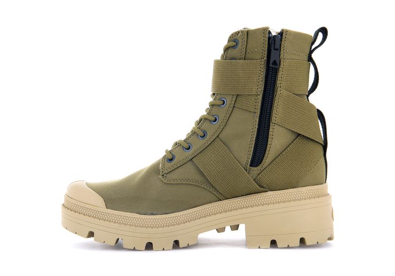 Women's Palladium Pallabase Tact S Tx Boots Olive | UAE  UQJMR8061