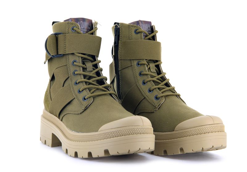 Women's Palladium Pallabase Tact S Tx Boots Olive | UAE  UQJMR8061