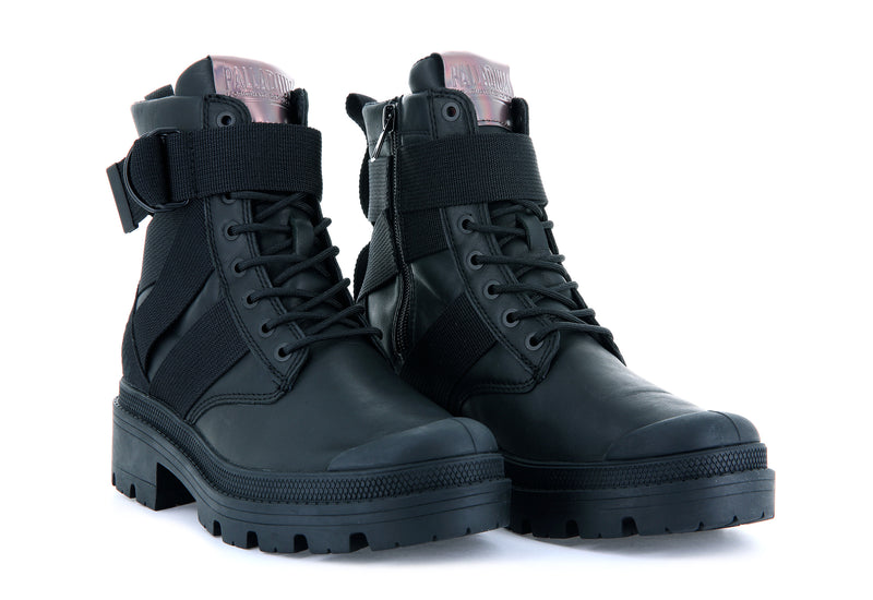 Women's Palladium Pallabase Tact Str L Boots Black | UAE  YNPAX6012