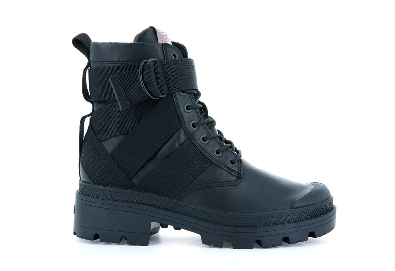 Women\'s Palladium Pallabase Tact Str L Boots Black | UAE  YNPAX6012