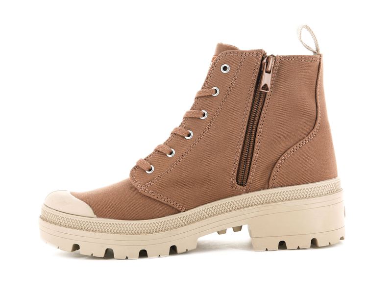 Women's Palladium Pallabase Twill Boots Brown | UAE  AHUPT2648