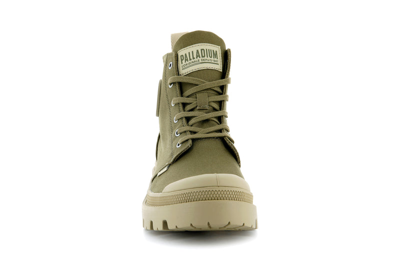 Women's Palladium Pallabase Twill Boots Olive | UAE  DASJM1498