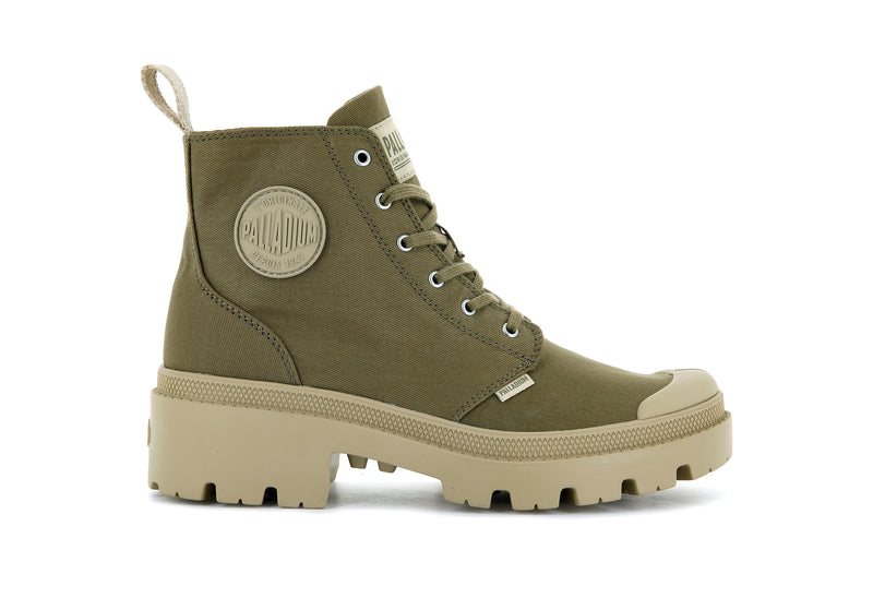 Women\'s Palladium Pallabase Twill Boots Olive | UAE  DASJM1498