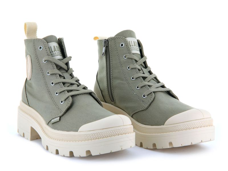 Women's Palladium Pallabase Twill Boots Grey | UAE  KSXJD7516