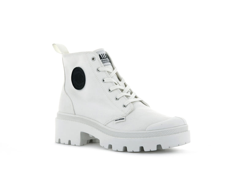 Women's Palladium Pallabase Twill Boots White | UAE  WKZDB0361