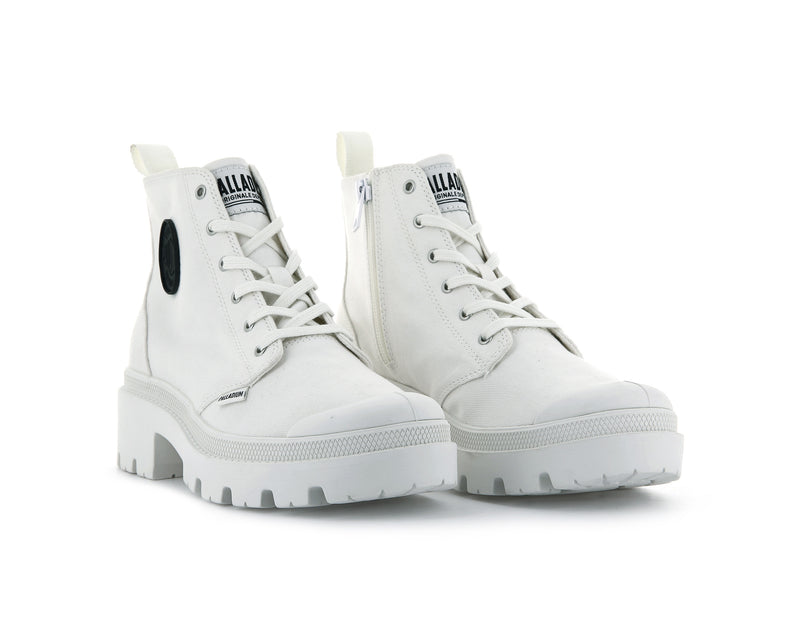 Women's Palladium Pallabase Twill Boots White | UAE  WKZDB0361