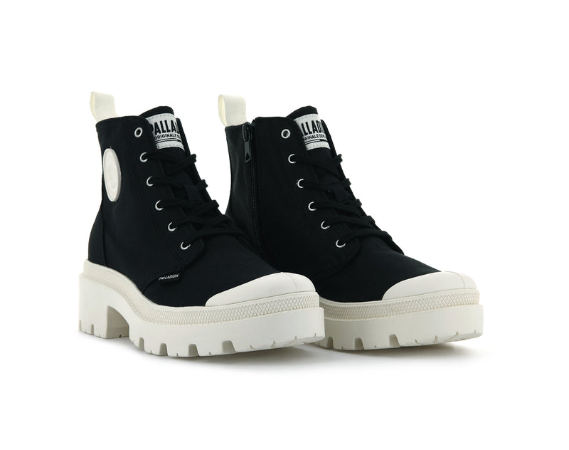 Women's Palladium Pallabase Twill Boots Black | UAE  XNMIG8072