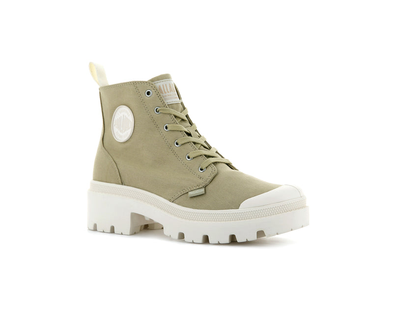 Women's Palladium Pallabase Twill Boots Olive | UAE  YFSEI4689