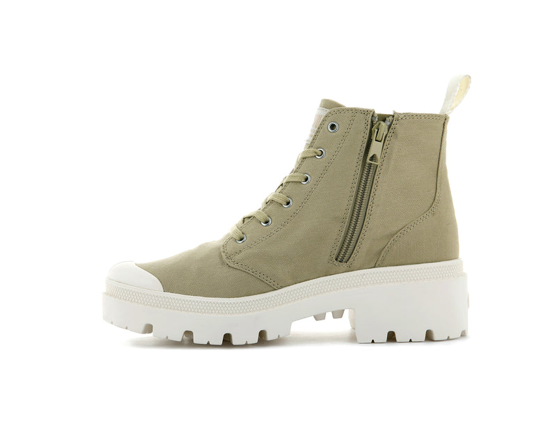 Women's Palladium Pallabase Twill Boots Olive | UAE  YFSEI4689