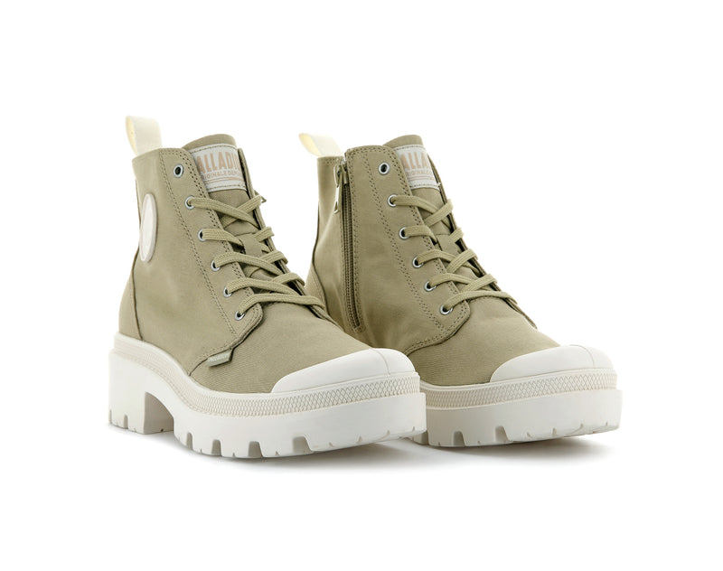 Women's Palladium Pallabase Twill Boots Olive | UAE  YFSEI4689