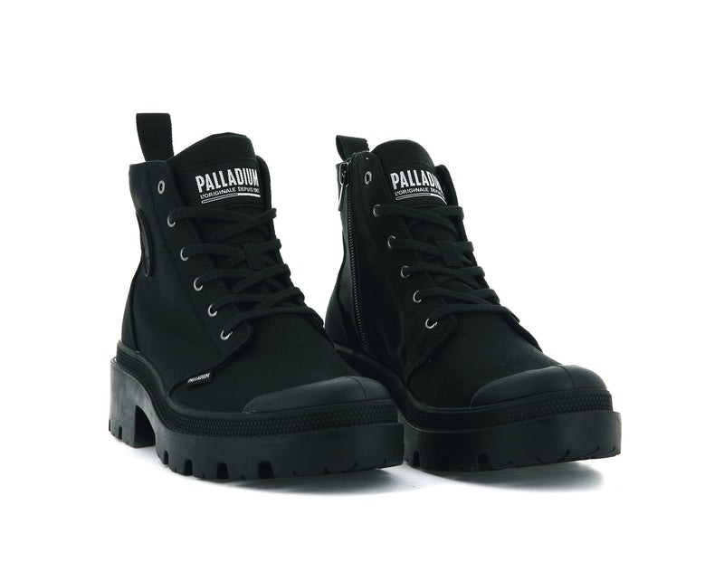 Women's Palladium Pallabase Twill Boots Black | UAE  YUHPN4850