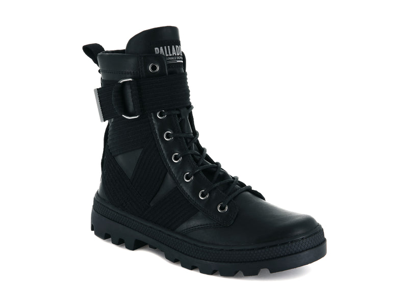 Women's Palladium Pallabosse Tact St Leather Boots Black | UAE  BXCRQ6059