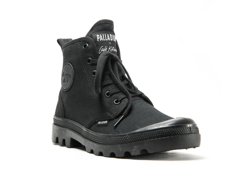 Women's Palladium Pallabrousse X Kitsune High Tops Black | UAE  TYBFD4291