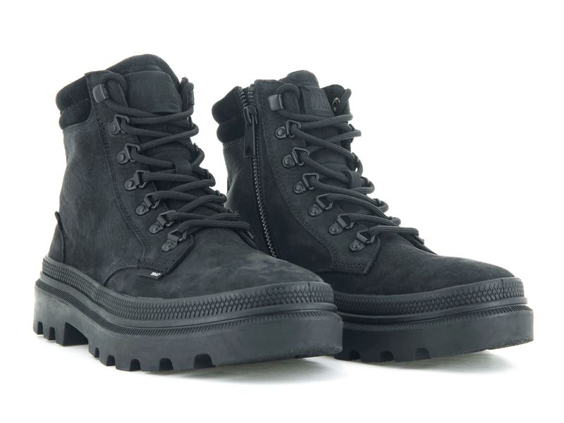 Women's Palladium Pallatrooper Hiker Nubuck High Tops Black | UAE  HXDGB4982