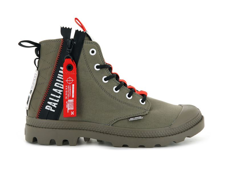 Women\'s Palladium Pampa Hi Ticket To Earth Boots Olive | UAE  QARGJ0617