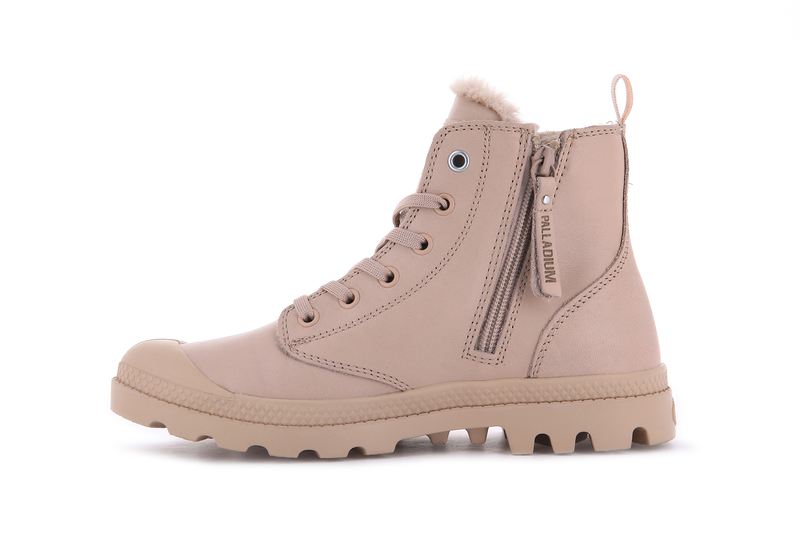 Women's Palladium Pampa Hi Zip Leather S Boots Light Rose | UAE  ISOJV4067