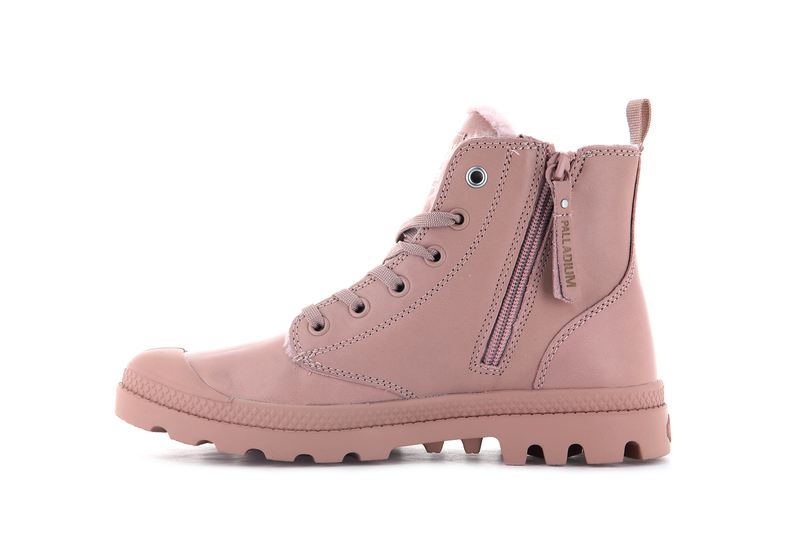 Women's Palladium Pampa Hi Zip Leather S Boots Rose | UAE  LBDIZ3591