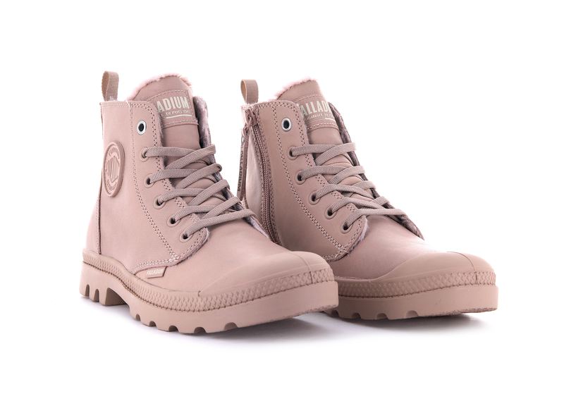 Women's Palladium Pampa Hi Zip Leather S Boots Rose | UAE  LBDIZ3591