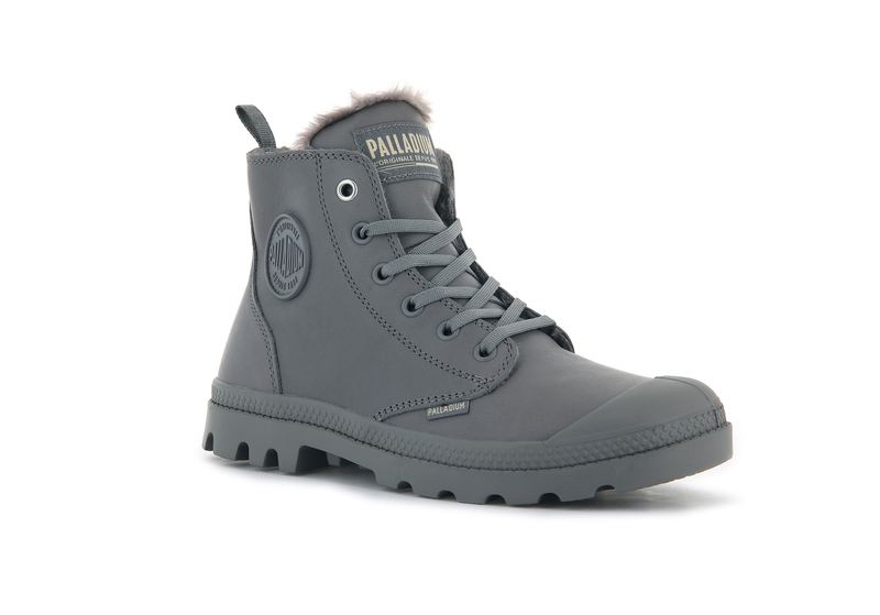 Women's Palladium Pampa Hi Zip Leather S High Tops Grey | UAE  TBYWV3021