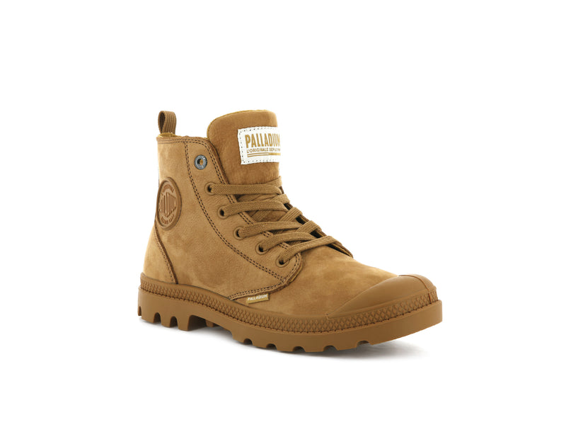 Women's Palladium Pampa Hi Zip Nubuck Boots Gold | UAE  DHINZ0179