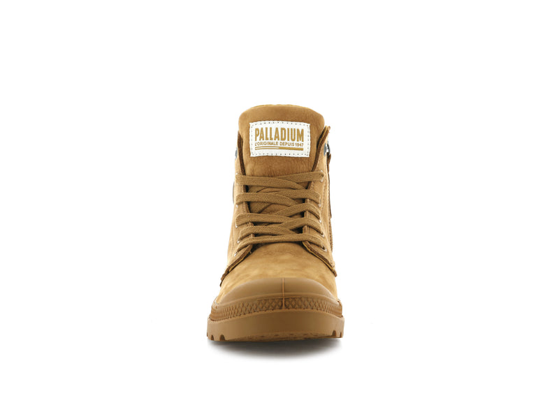 Women's Palladium Pampa Hi Zip Nubuck Boots Gold | UAE  DHINZ0179