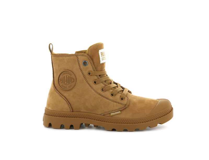 Women\'s Palladium Pampa Hi Zip Nubuck Boots Gold | UAE  DHINZ0179