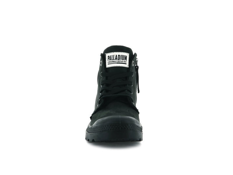 Women's Palladium Pampa Hi Zip Nubuck Boots Black | UAE  DQZEP9408