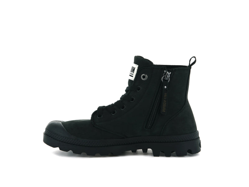 Women's Palladium Pampa Hi Zip Nubuck Boots Black | UAE  DQZEP9408