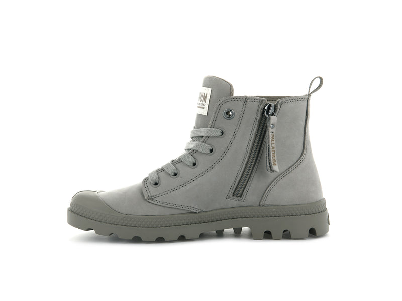 Women's Palladium Pampa Hi Zip Nubuck Boots Grey | UAE  TNXGS3597