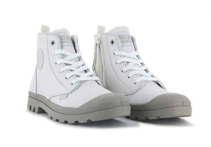 Women's Palladium Pampa Hi Zip Sl Boots White | UAE  WJDZS3840