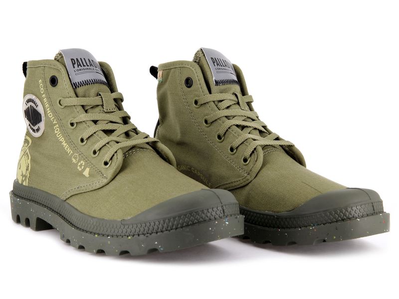 Women's Palladium Pampa Organic Metro Boots Olive | UAE  EUPDN9532