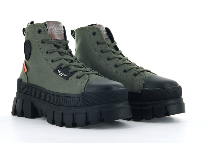 Women's Palladium Revolt Hi Tx Boots Olive | UAE  LXHFR8715