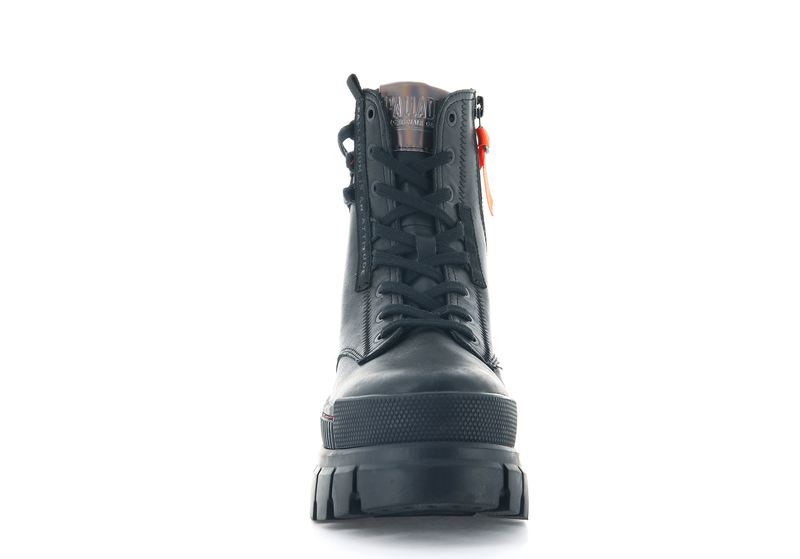 Women's Palladium Revolt Leather Boots Black | UAE  TIUVP9234