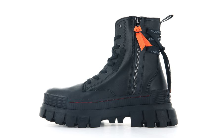 Women's Palladium Revolt Leather Boots Black | UAE  TIUVP9234