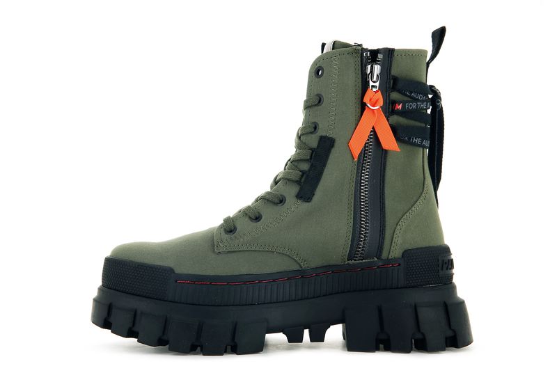 Women's Palladium Revolt Tx Boots Olive | UAE  HIUVR3542