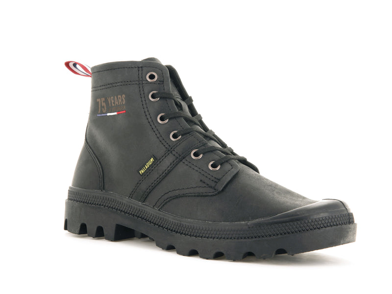 Kids' Palladium Pallabrousse 75th Leather Boots Black | UAE JQPWS2740