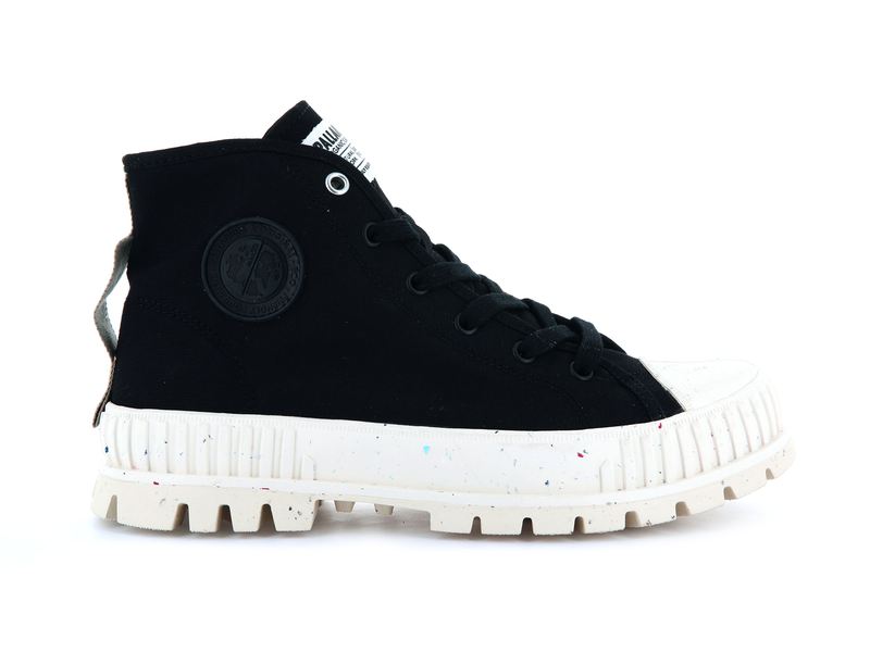 Kids' Palladium Pallashock Mid Organic High Tops Black | UAE CPJDE5143