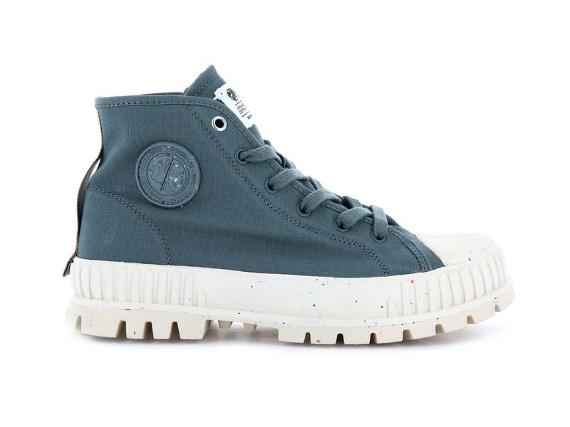 Kids' Palladium Pallashock Mid Organic High Tops Blue | UAE UOFZS7018