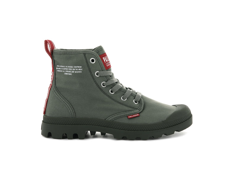 Men's Palladium Pampa Hi Dare Boots Olive | UAE RLSCF0832