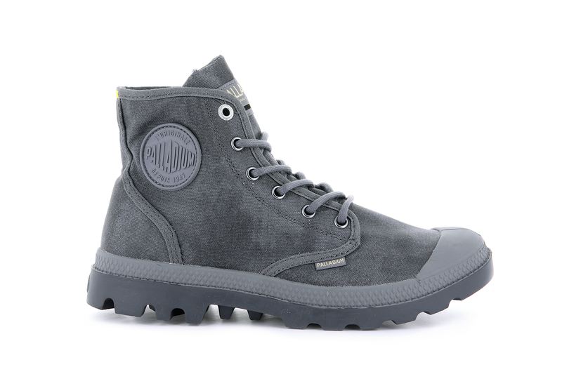 Men's Palladium Pampa Hi Wax Boots Dark Grey | UAE ZIABN5329