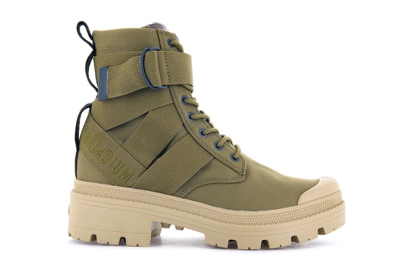 Women's Palladium Pallabase Tact S Tx High Tops Olive | UAE CXUZO9102