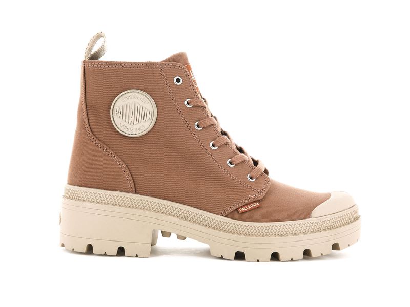 Women's Palladium Pallabase Twill Boots Brown | UAE AHUPT2648