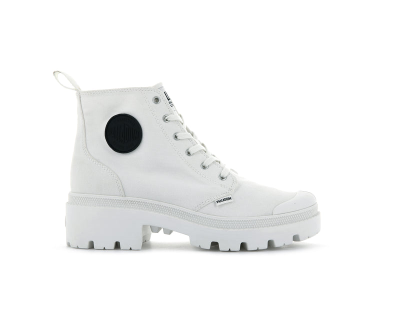 Women's Palladium Pallabase Twill Boots White | UAE WKZDB0361