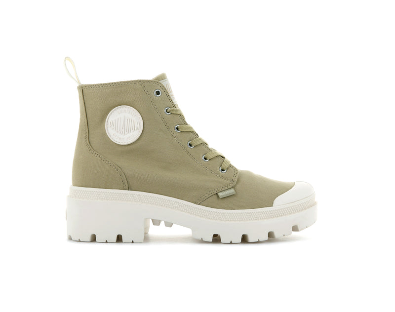 Women's Palladium Pallabase Twill Boots Olive | UAE YFSEI4689