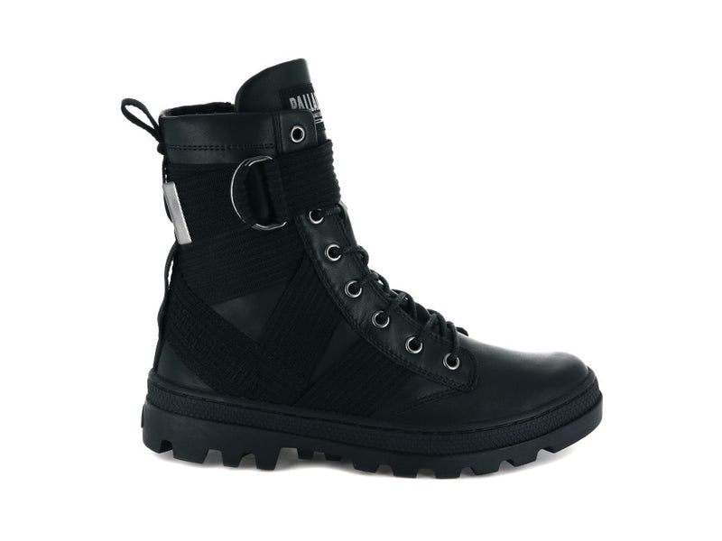 Women's Palladium Pallabosse Tact St Leather Boots Black | UAE BXCRQ6059