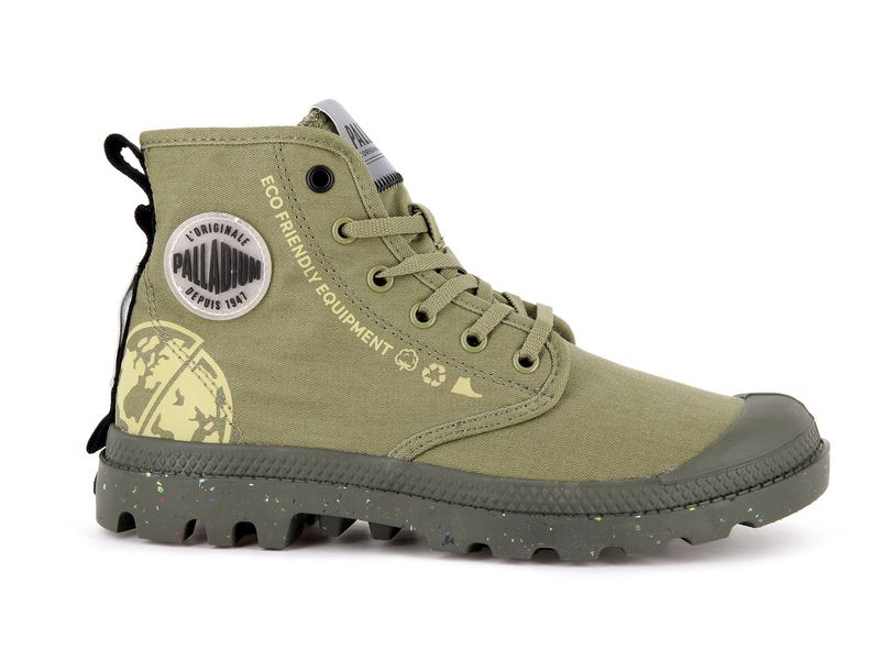 Women's Palladium Pampa Organic Metro High Tops Olive | UAE XYJTH8051